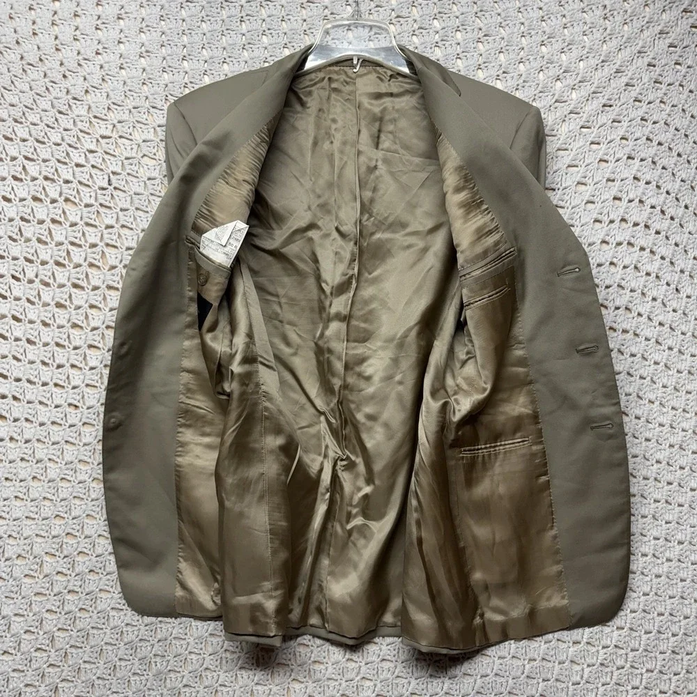 Ermenegildo Zegna Wool Blazer Jacket Men Size 50R Beige Sports Coat 3 Buttons